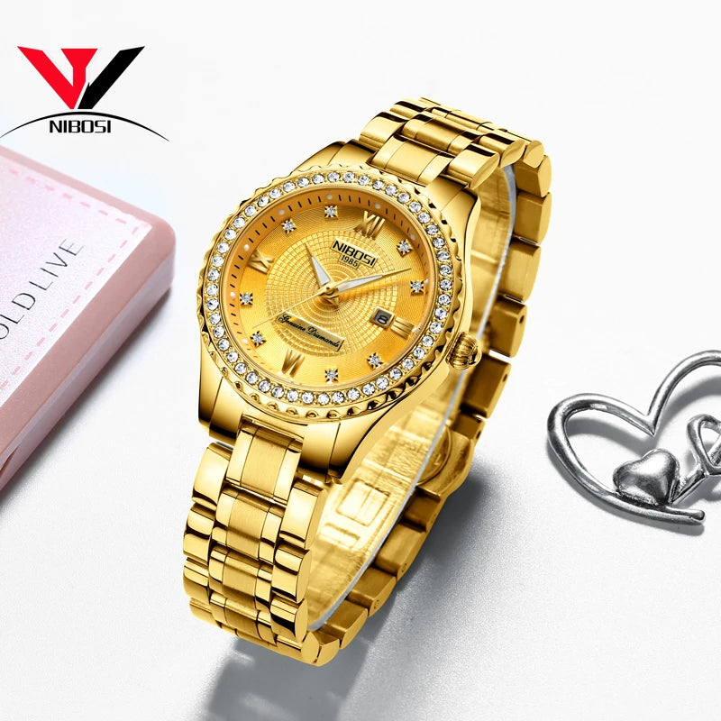 Luxury Gold Ladies Watch Stainless Steel Band Classic Bracelet watch