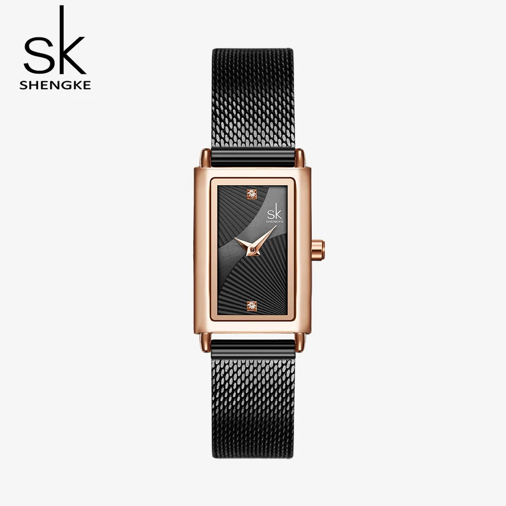 Rectangle Quartz Gold Wrist Watch