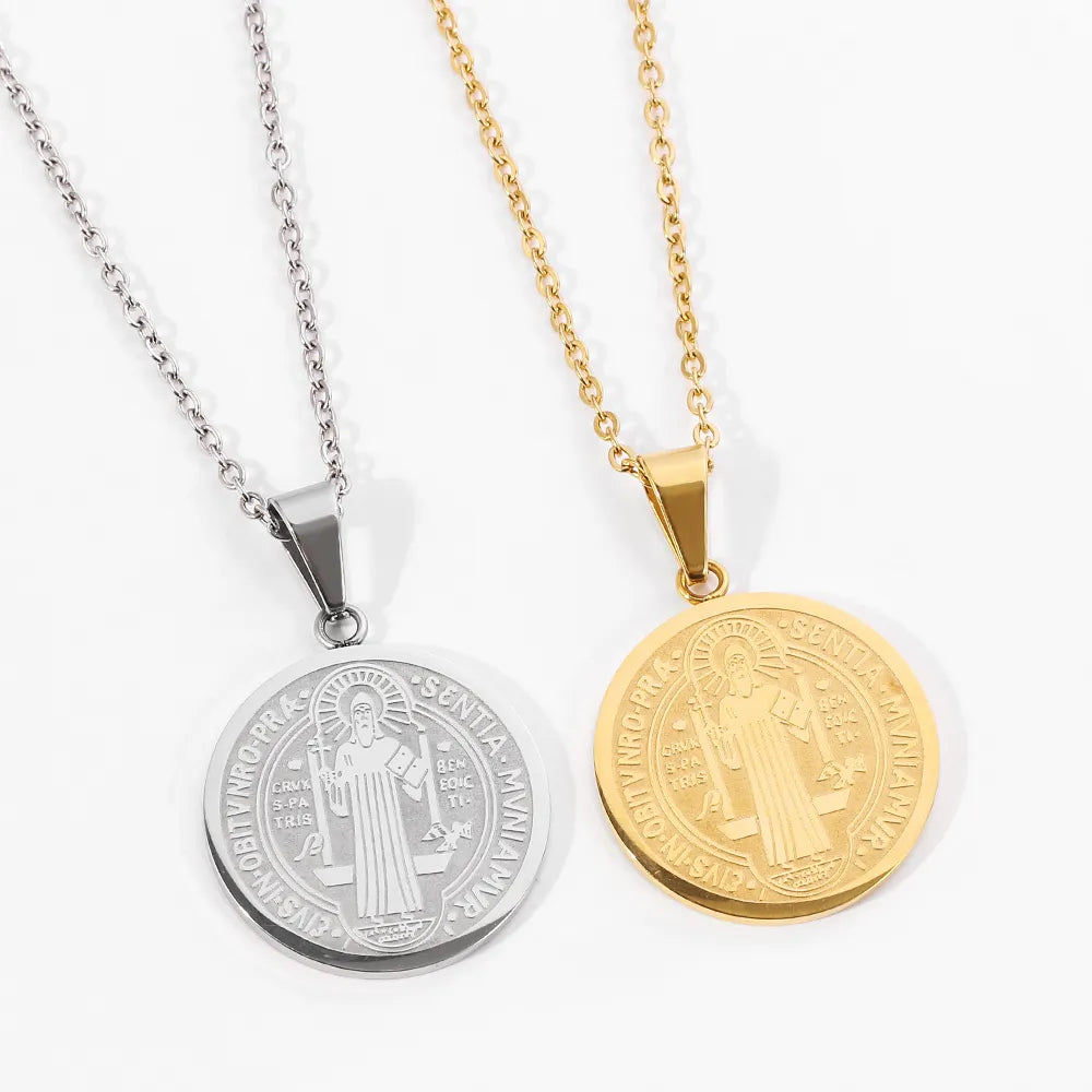 Catholic Saint Benedict Medallion Necklace for Men