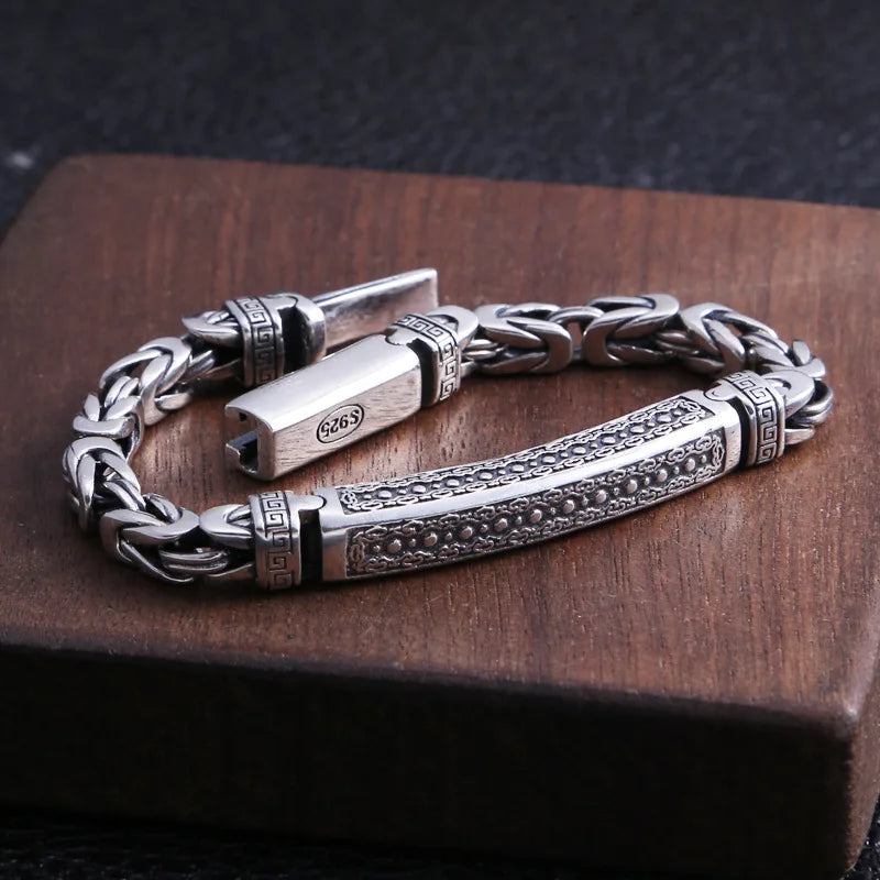 Sterling Silver Peace Pattern Bracelet