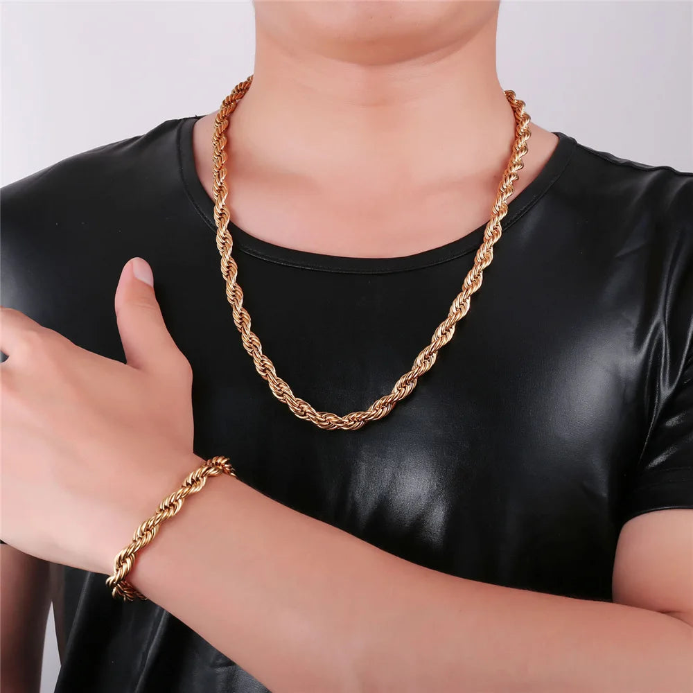 Stainless Steel Twisted Rope Chain Set