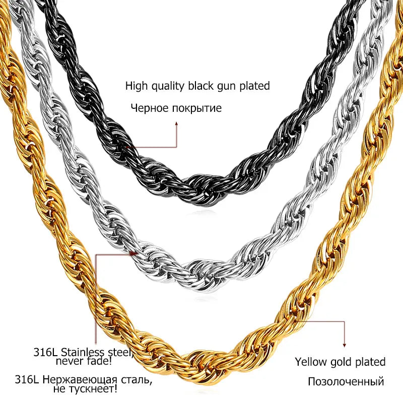 Stainless Steel Twisted Rope Chain Set