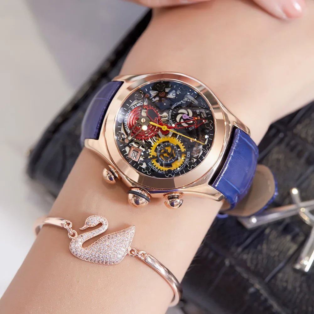 Women's Rose Gold Skeleton Watch