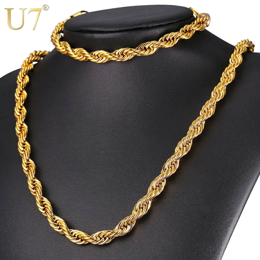 Stainless Steel Twisted Rope Chain Set