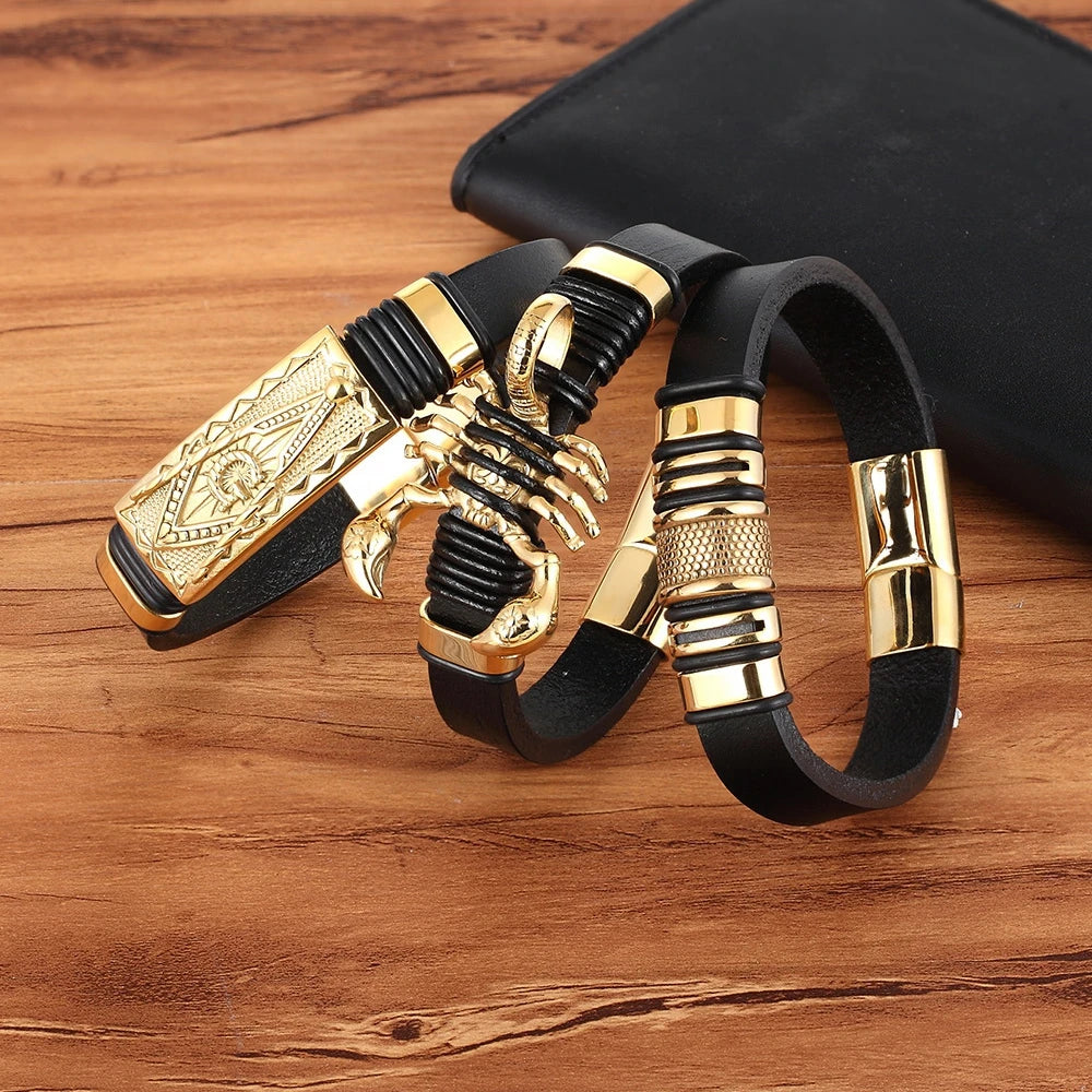 Animal Pattern Genuine Leather Men's Bracelet