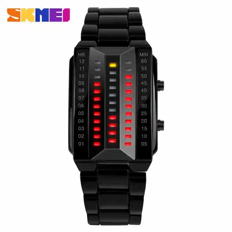 Red Binary Luminous LED watch