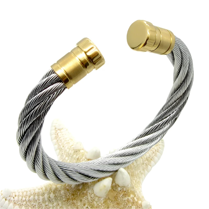 Stainless Steel Wire Twist Cable Cuff Bracelet