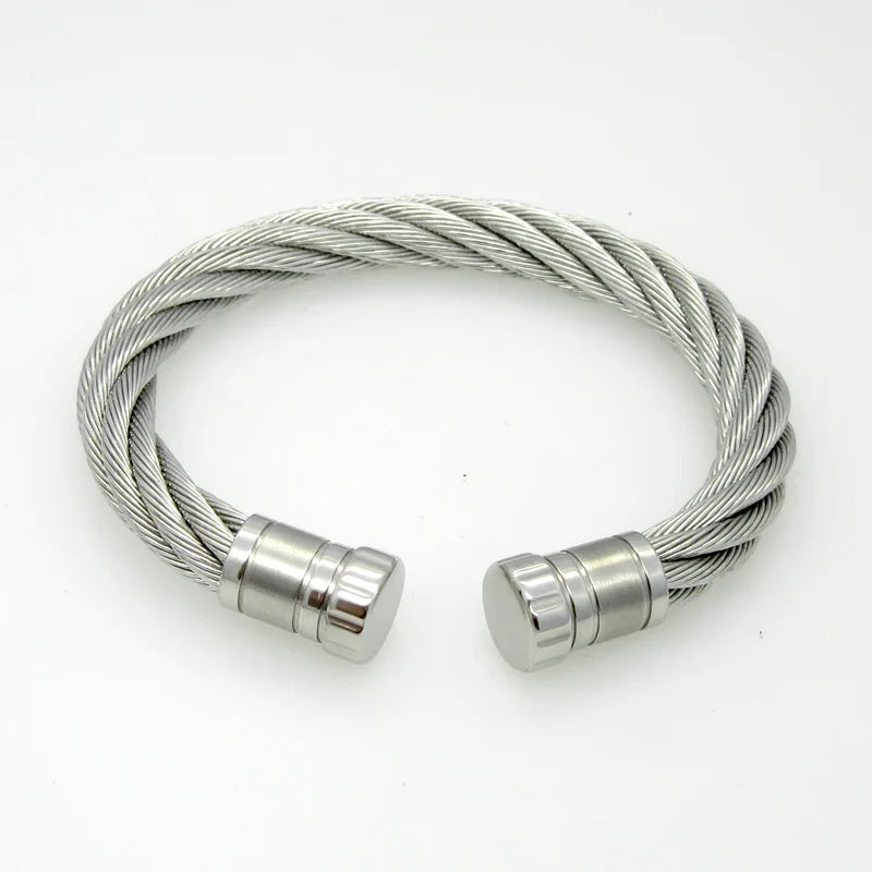 Stainless Steel Wire Twist Cable Cuff Bracelet