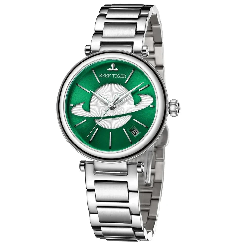 Luxury Rose Gold Green Automatic Women's Watch