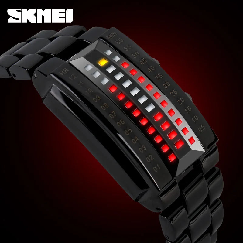 Red Binary Luminous LED watch