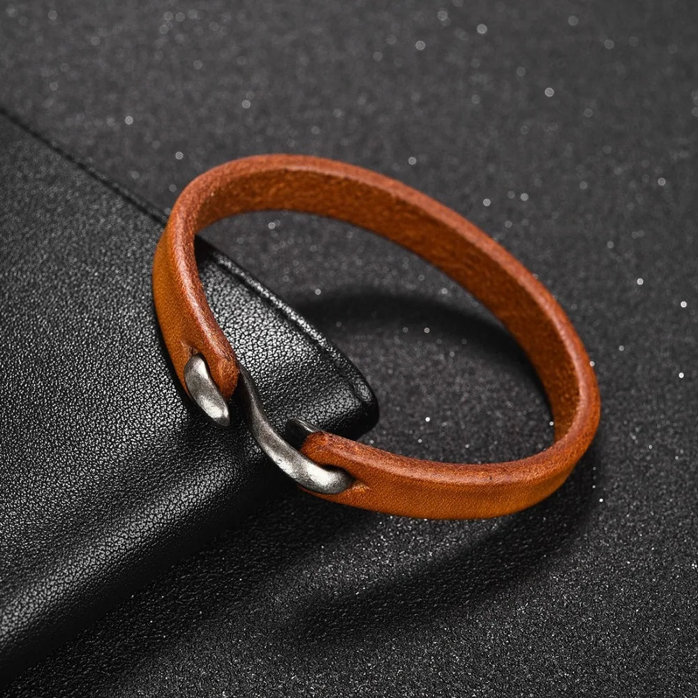 Punk 3-Color Genuine Leather Men's Wrist Bracelet