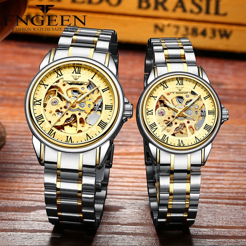 Men's Gold Tourbillon Skeleton Automatic Watch