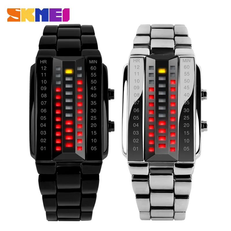 Red Binary Luminous LED watch