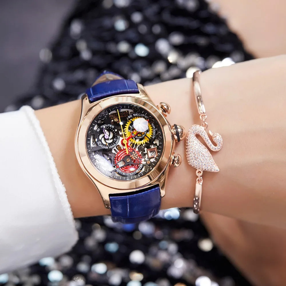 Women's Rose Gold Skeleton Watch