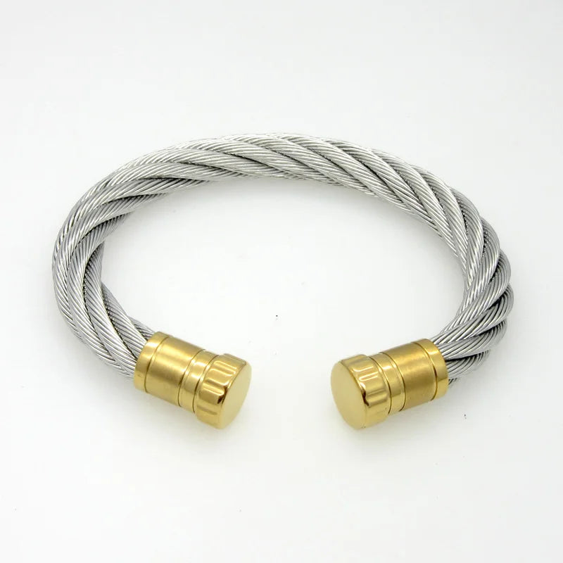 Stainless Steel Wire Twist Cable Cuff Bracelet