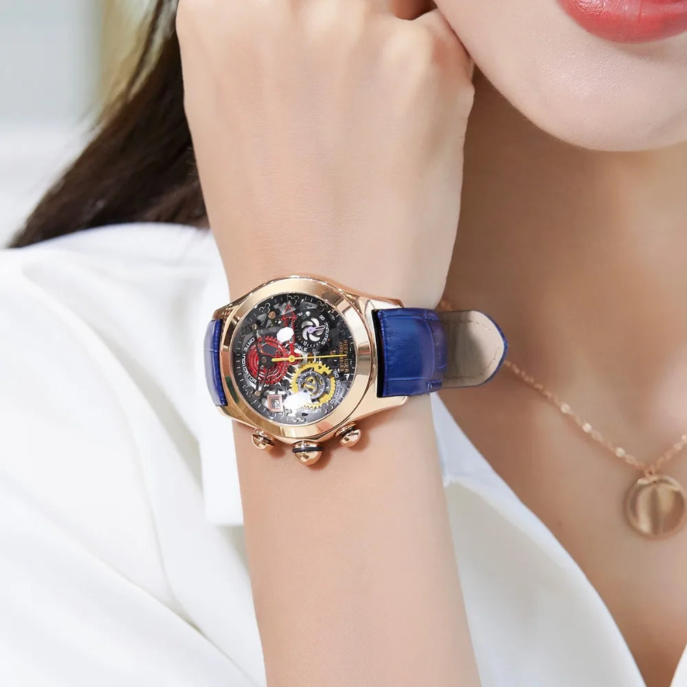 Women's Rose Gold Skeleton Watch