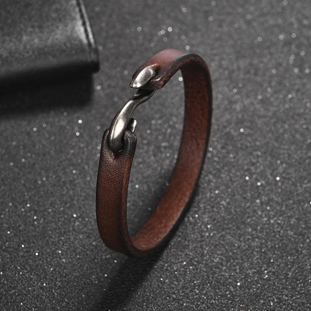 Punk 3-Color Genuine Leather Men's Wrist Bracelet