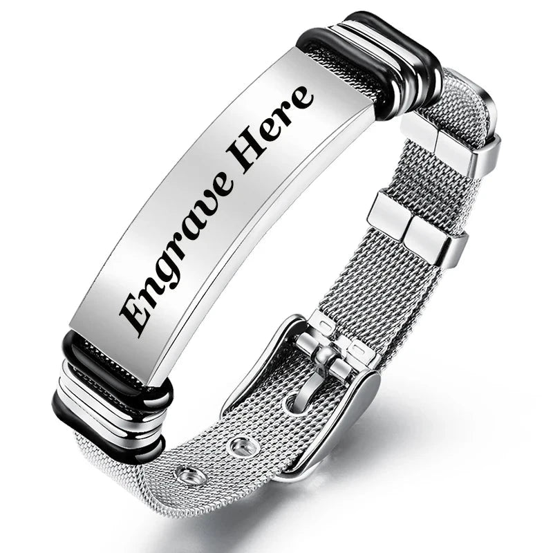 Customized Black Stainless Steel Men's Bracelet