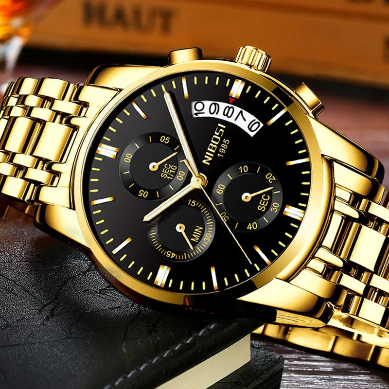 Luxury Military Gold Chronograph Watch