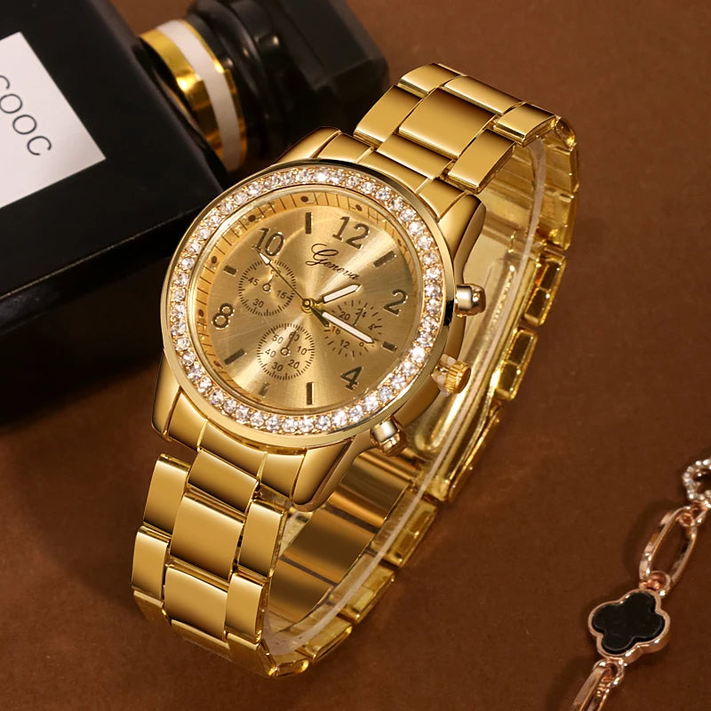 Geneva Classic Luxury Rhinestone Women's Watch