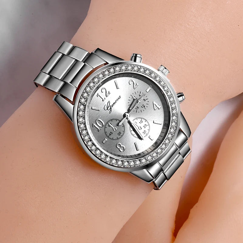 Geneva Classic Luxury Rhinestone Women's Watch