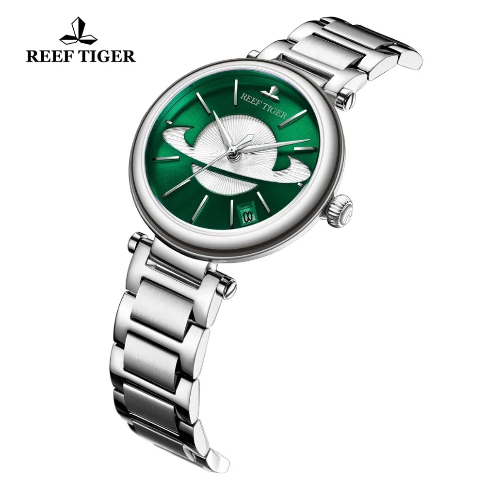 Luxury Rose Gold Green Automatic Women's Watch