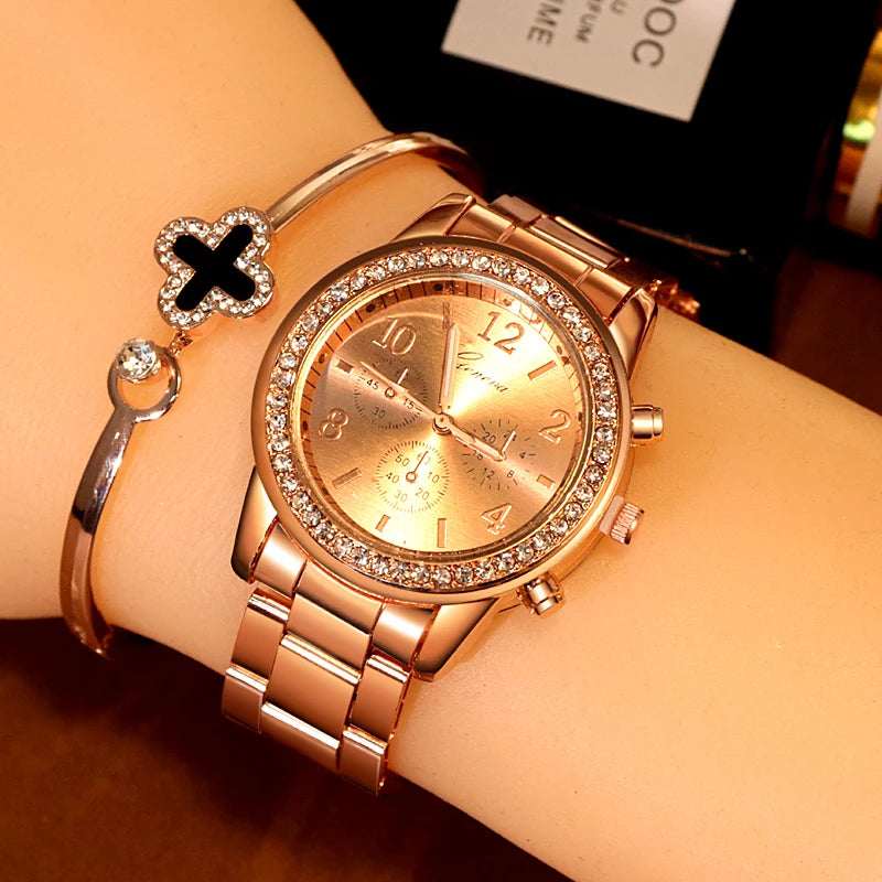 Geneva Classic Luxury Rhinestone Women's Watch