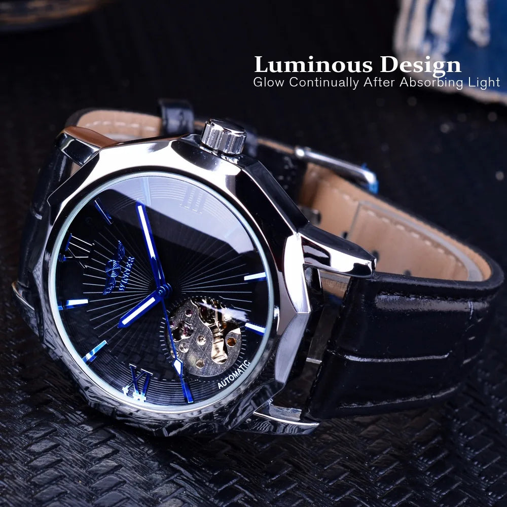 Winner Blue Ocean Skeleton Dial Men's Watch