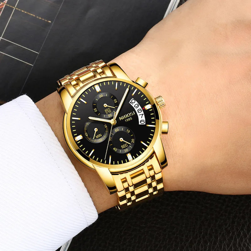 Luxury Military Gold Chronograph Watch