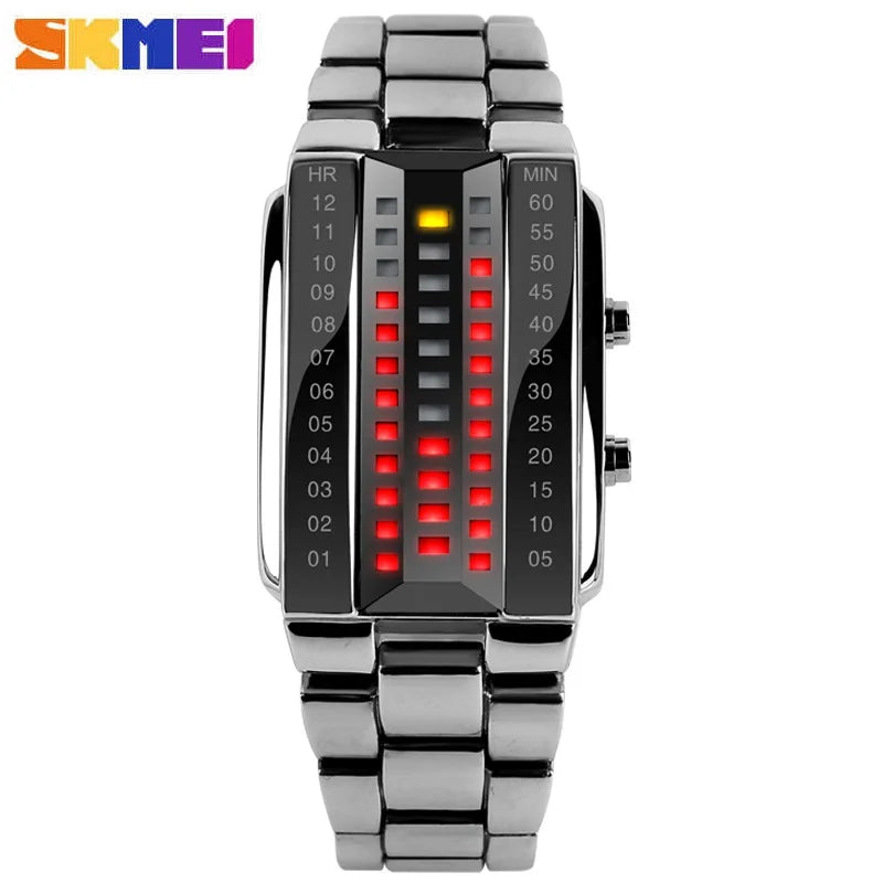 Red Binary Luminous LED watch