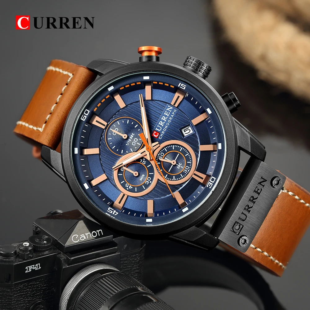 Luxury Leather Strap Quartz Men's Watch