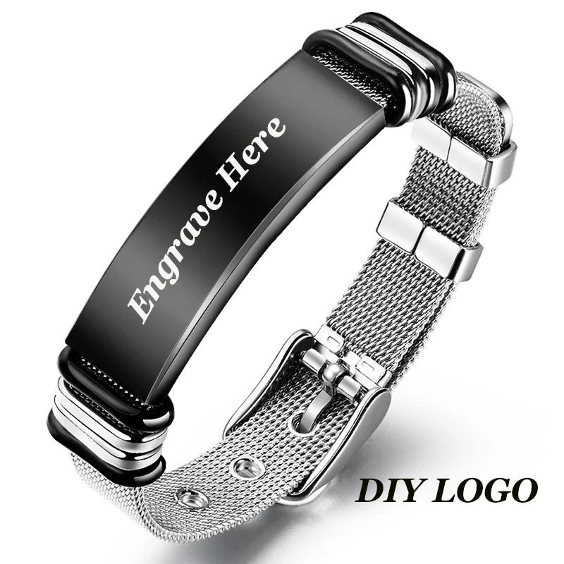 Customized Black Stainless Steel Men's Bracelet