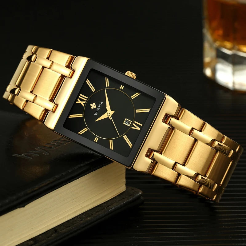 Luxury Square Gold Waterproof Men's Watch