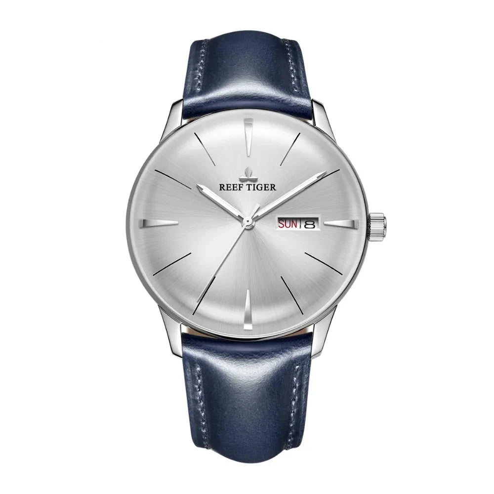 Men's Blue Leather Automatic Dress Watch