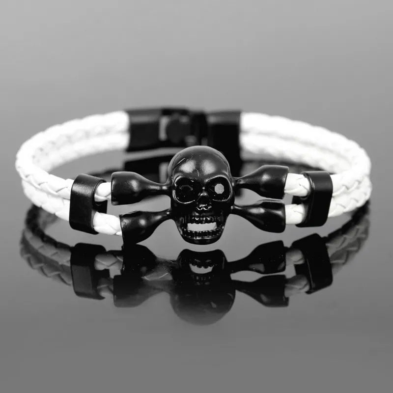 Pop Skull Leather Men's Bracelet