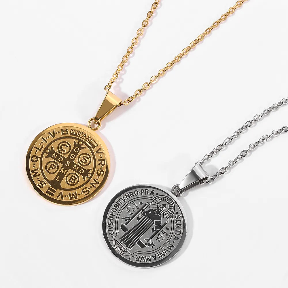 Catholic Saint Benedict Medallion Necklace for Men