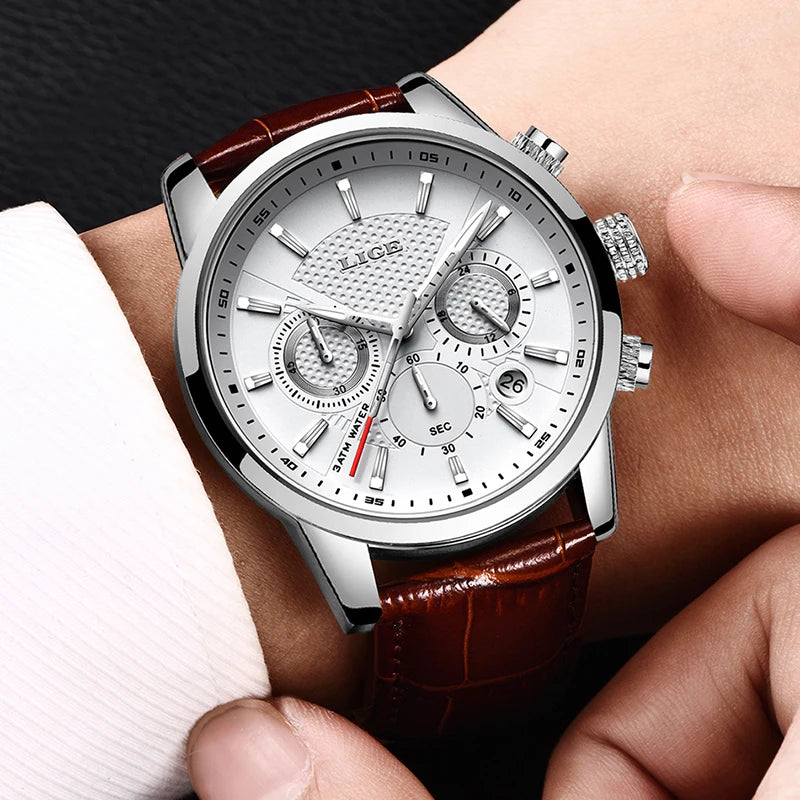 Luxury Leather Strap Quartz Men's Watch