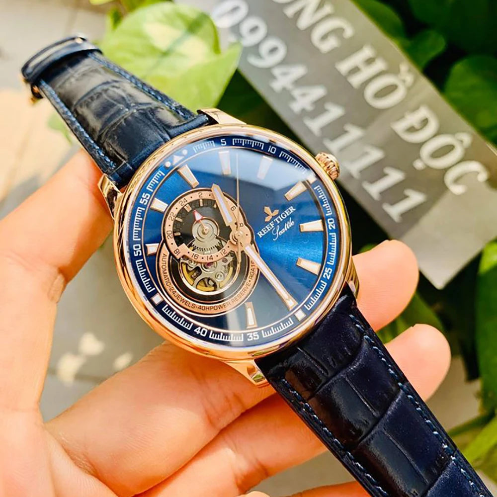 Men's Luxury Blue Tourbillon Automatic Watch