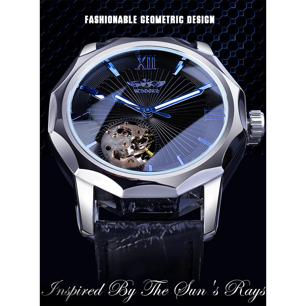 Winner Blue Ocean Skeleton Dial Men's Watch