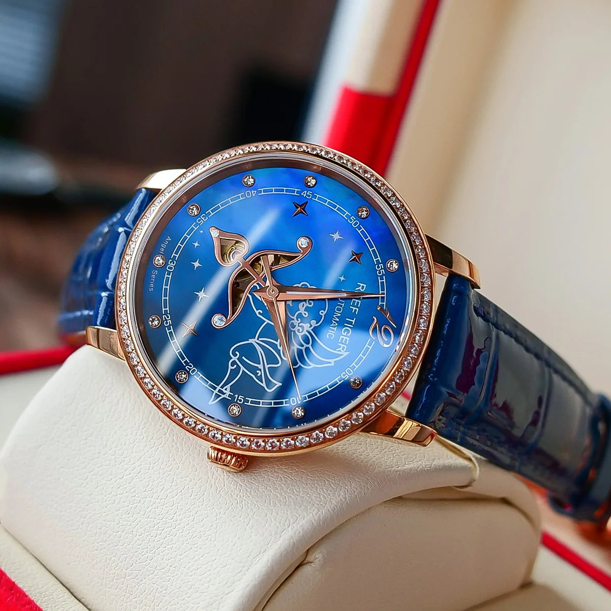 Fashion Women's Blue Dial Rose Gold Watch