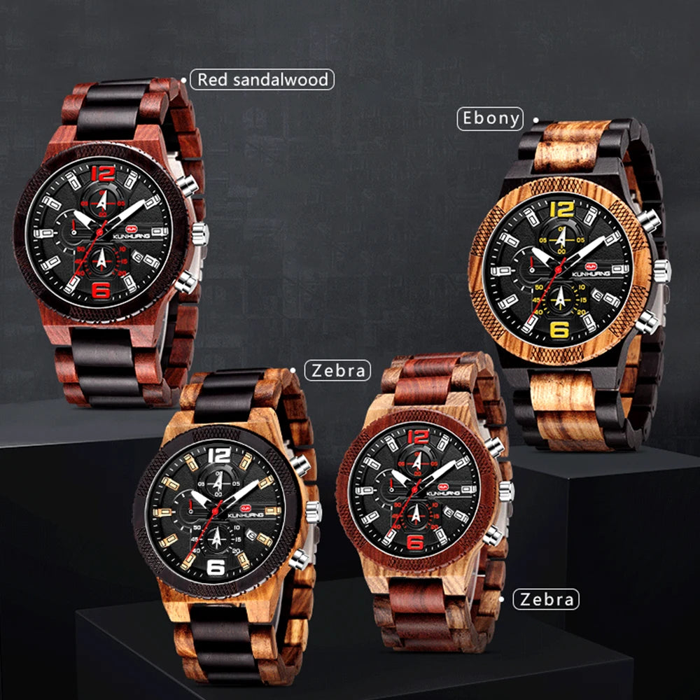 Luxury Luminous Wooden Quartz Watch for Men