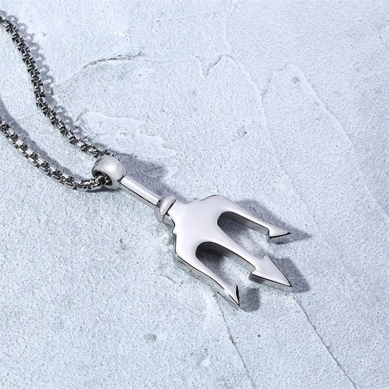 Neptune Trident Pendant Necklace for Men