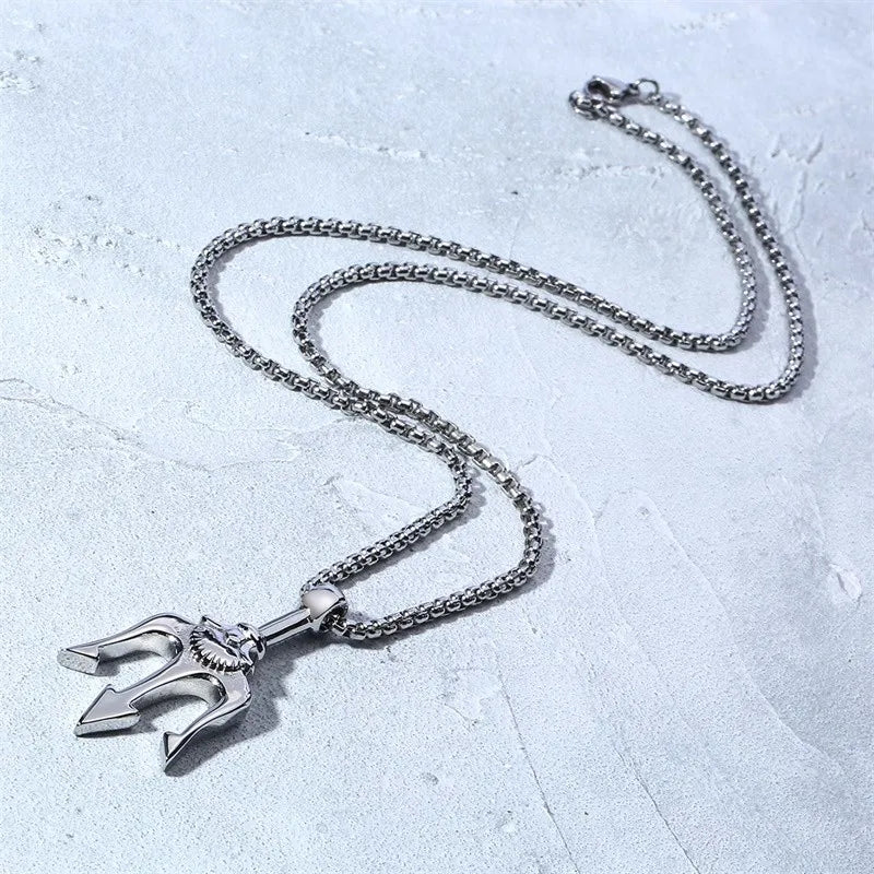 Neptune Trident Pendant Necklace for Men