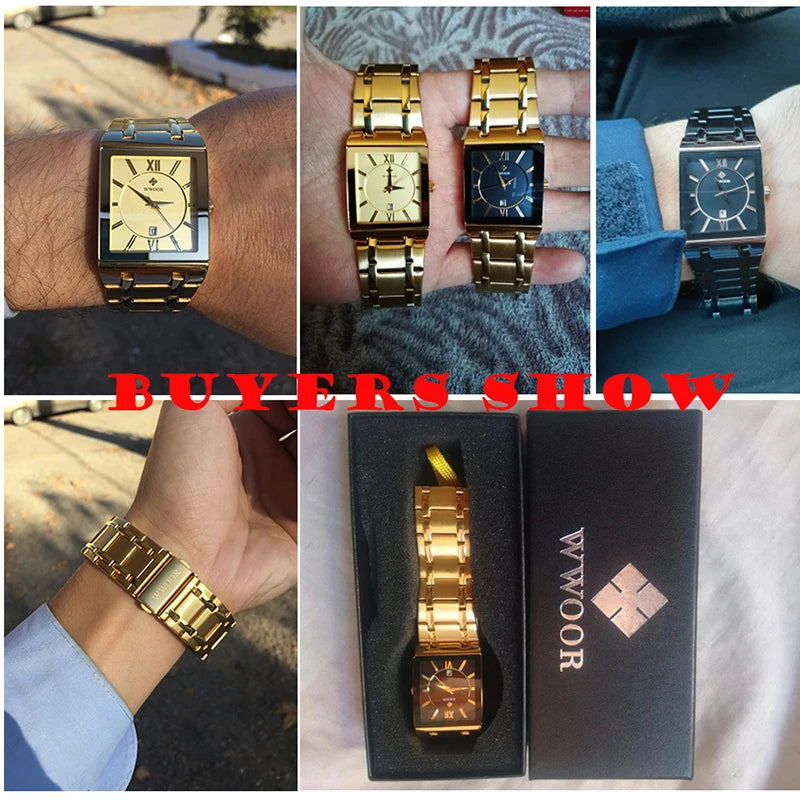 Luxury Square Gold Waterproof Men's Watch