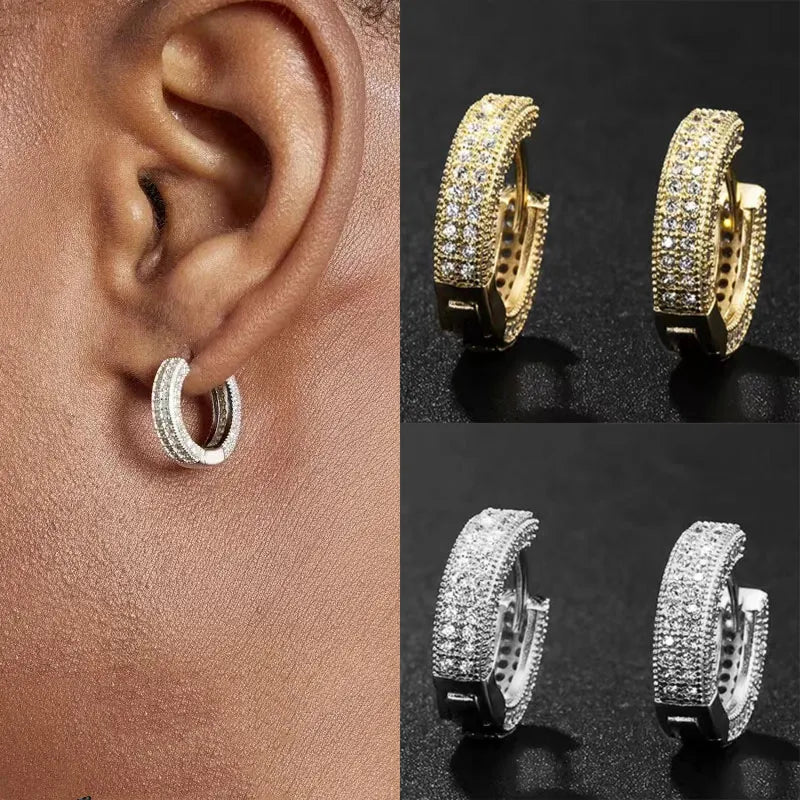 Iced Out Cz Hoop Earrings Premium Hypoallergenic Earrings Statement Mens Hip Hop Punk Rock Rapper Jewelry