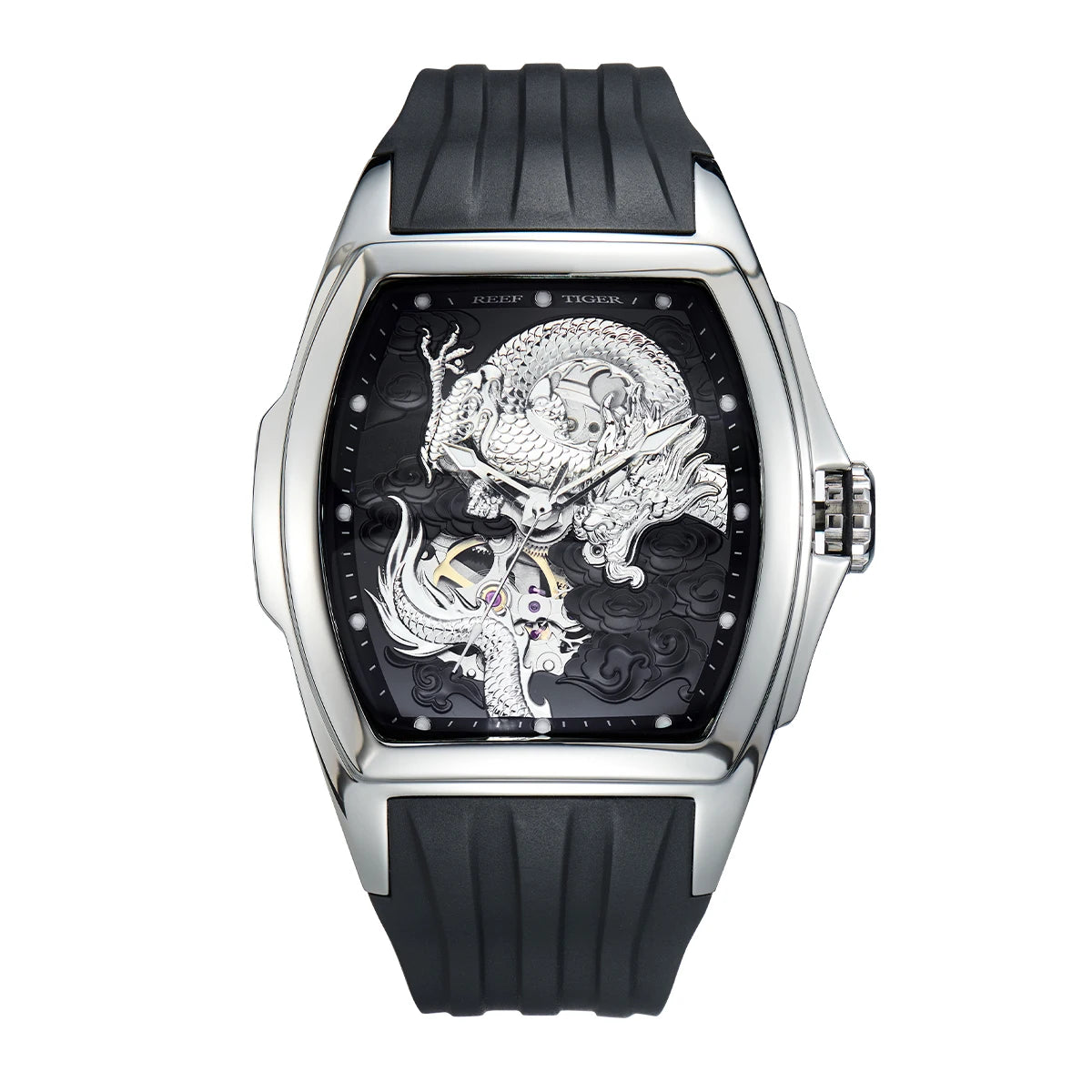 Luxury Men's Tonneau Skeleton Watch