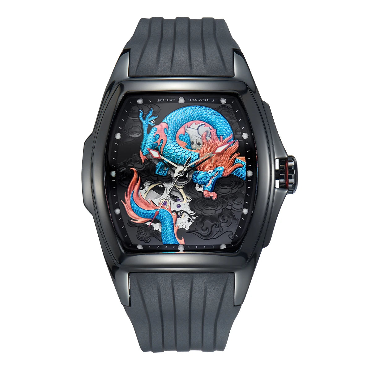 Luxury Men's Tonneau Skeleton Watch