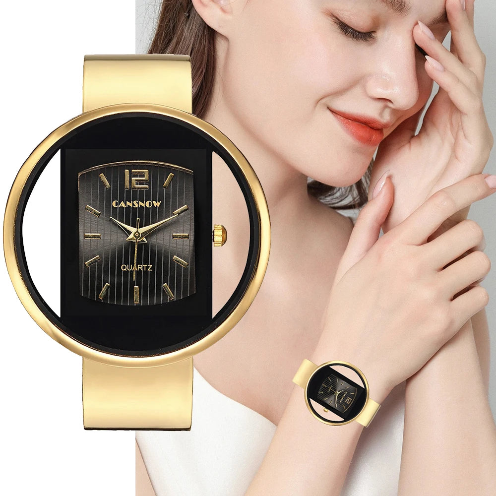 New Luxury Brand Bracelet Watch Gold Silver Lady Dress Fashion Quartz