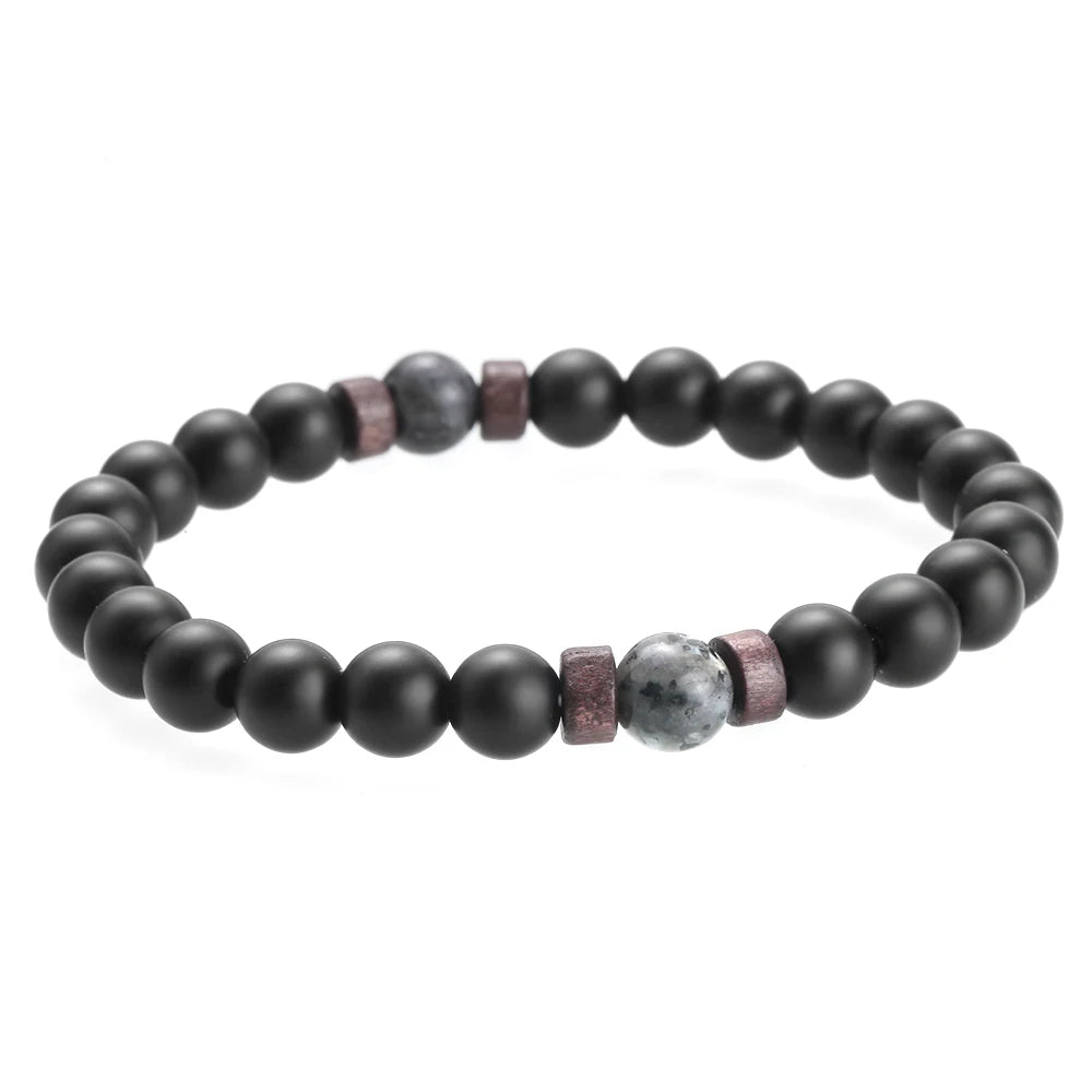 Natural Moonstone & Lava Stone Buddha Bracelet for Men