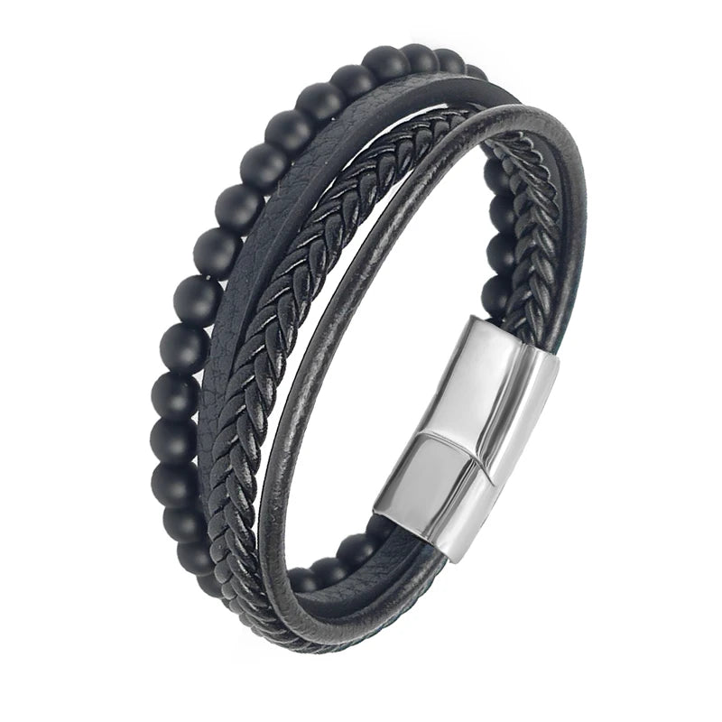 tone Multi-Layer Leather Bracelet